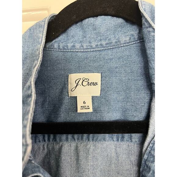 J.Crew Women's Blue Band-collar Popover Chambray Popover Tunic Top Size 6 - Picture 6 of 7